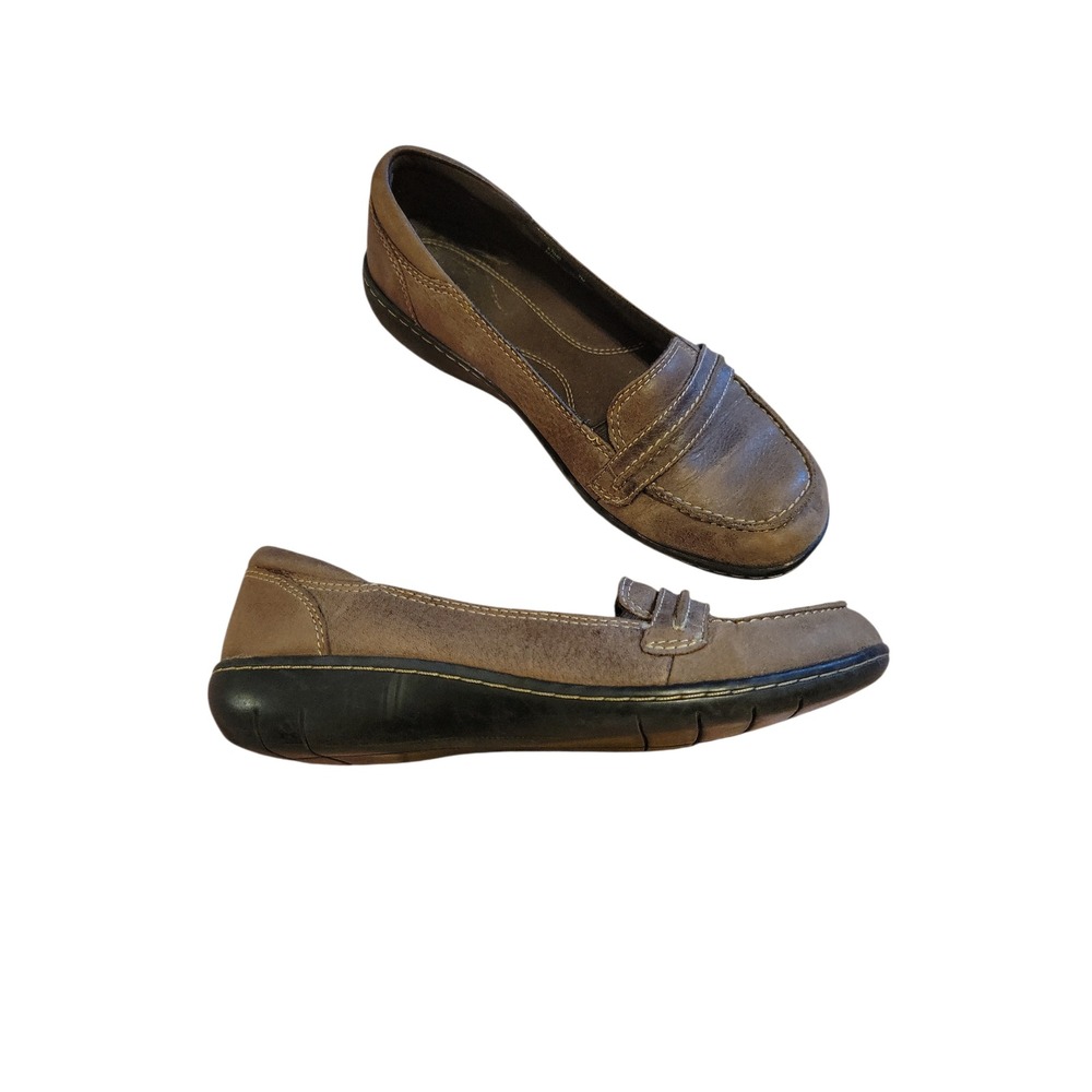 Clarks Ashland Bubble Loafer Womens 7‎ Brown Leather Comfort Casual Work Shoes